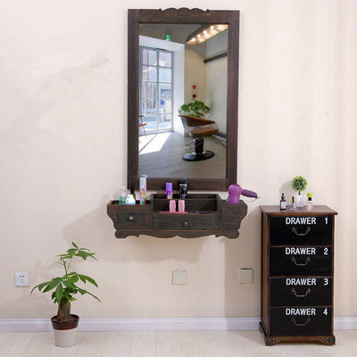 复古美学与实用功能 实木理发店镜柜一体化的专业选择